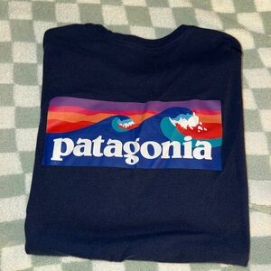 Patagonia Dark Blue Tee with Colorful Logo